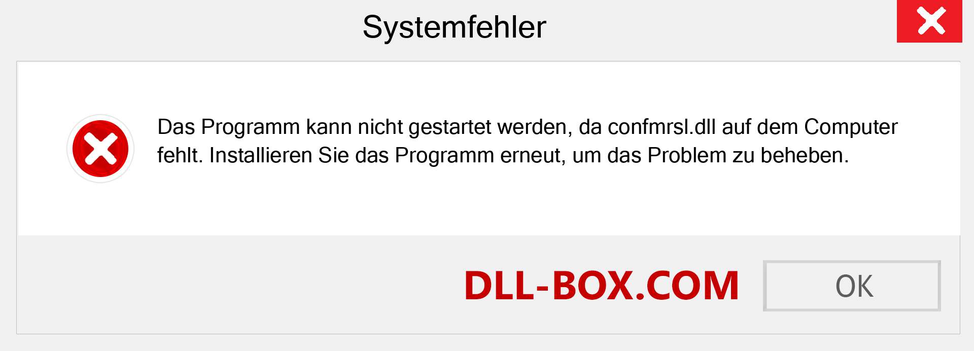confmrsl.dll-Datei fehlt?. Download für Windows 7, 8, 10 - Fix confmrsl dll Missing Error unter Windows, Fotos, Bildern