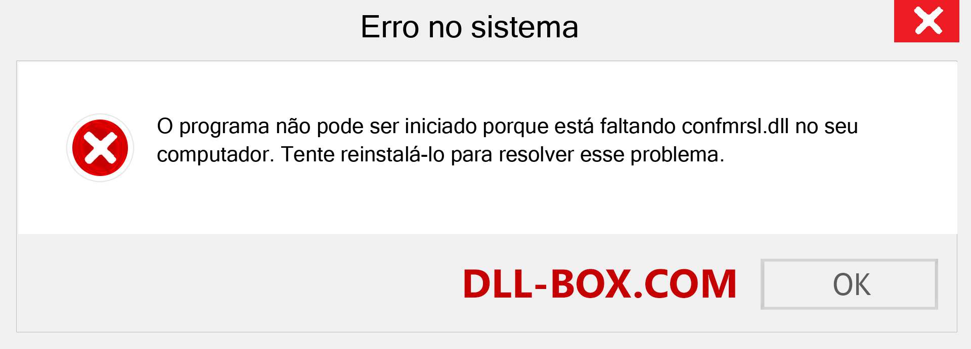 Arquivo confmrsl.dll ausente ?. Download para Windows 7, 8, 10 - Correção de erro ausente confmrsl dll no Windows, fotos, imagens
